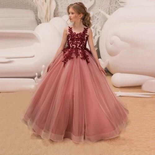 Kids Dresses For Girls Flower Girl Clothes Pageant Elegant Princess Embroidered Girls Wedding Birthday Party Prom Gown Vestidos