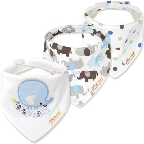 DHL 100set 3pcs/set Baby Bibs Cartoon Printing Cotton Newborn Infant Girls Boys Toddler Scarf Bandana Baby Accessory