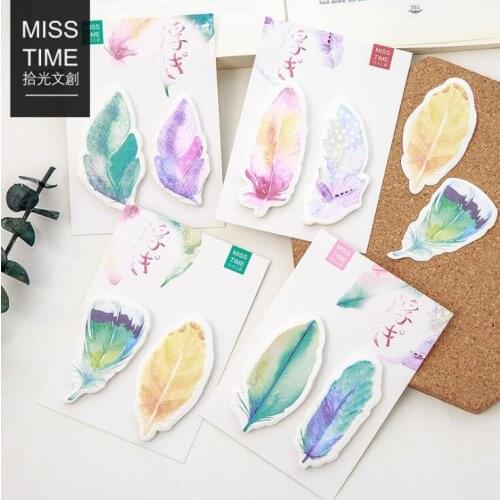 Fantastic Floating Feather Mini Memo Pad Sticky Notes Escolar Papelaria School Supply Bookmark Label