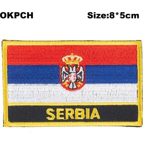 Serbia Flag patcheswork fabric embroidery patch cutstom DIY stickers on clothing with iron PT0152-R