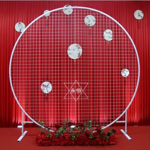 Circle Wedding Birthday Arch Decoration Background Wrought Prop Single Arch Flower balloon Outdoor Lawn Mesh Screen Road Guide