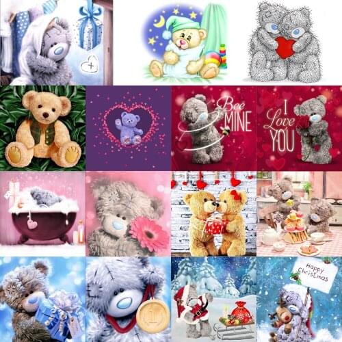 Happy Bear Series DIY 5D Diamond Painting Cartoon Full Round Drill Diamond Painting Craft Decoration Gift Diamond Painting 30x30