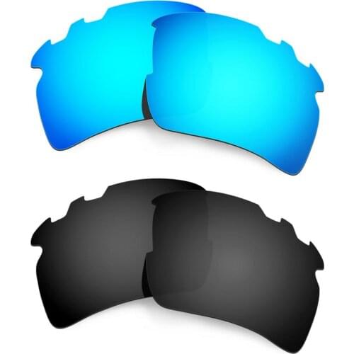 HKUCO For Flak 2.0 XL-Vented Sunglasses Polarized Replacement Lenses 2 Pairs Blue & Black