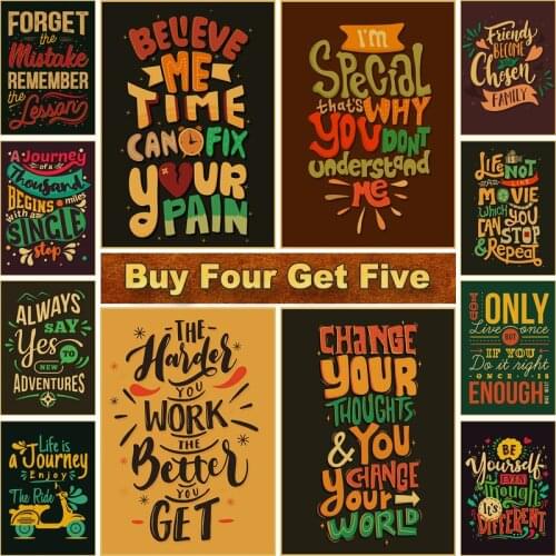 Text Art Posters Motivational Quote Wall Art Painting Picture Inspirational Poster and Prints for Living Room Bar Decoration