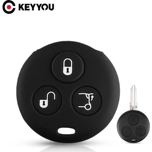 KEYYOU 3 Button Silicone Car Key Case For Mercedes Benz Smart City Fortwo Roadster Car Key Holder Remote Fob Cover