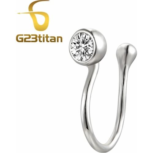 G23Titan Punk Fake Nose Ring C Clip Lip Ring Earring Helix Rook Tragus Faux Septum Body Piercing Jewelry