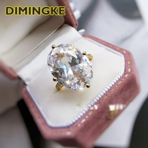 DIMINKE Oval Super Flash Big Diamond Ring 100%-925 Sterling Silver High Jewelry Womens Wedding Engagement Party