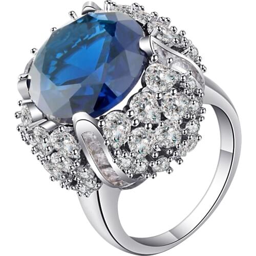 Hot sale Fashion Luxury Women Engagement Jewelry silver color 5A CZ Crystal Zircon Female Wedding Finger Flower Rings