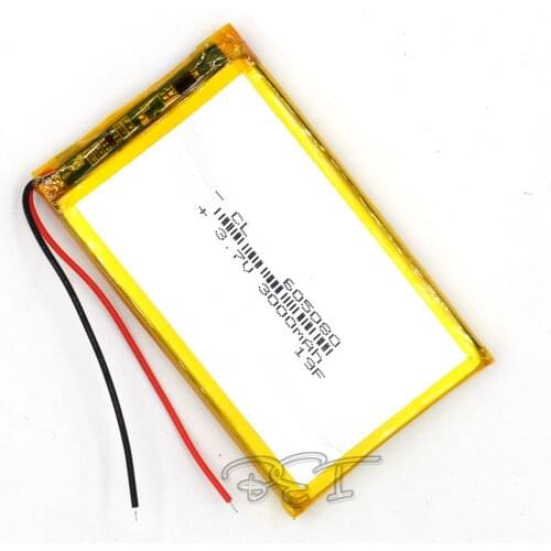 3.7V 3000mAH 605080 Li-Polymer Rechargeable Lithium Li-ion Battery For Toy Recorder GPS MP3 MP4 Cell Phone Glasses Navigator