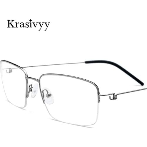 Krasivyy Half Frame Screwless Eyeglasses Women Titanium Alloy Myopia Prescription Glasses Frame Men New Korean Square Eyewear