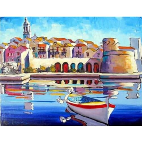 Painting By Numbers Dropshipping Digital Beautiful Boat City DIY 40x50CM Landscape Canvas Wedding Decoration Art picture Gift