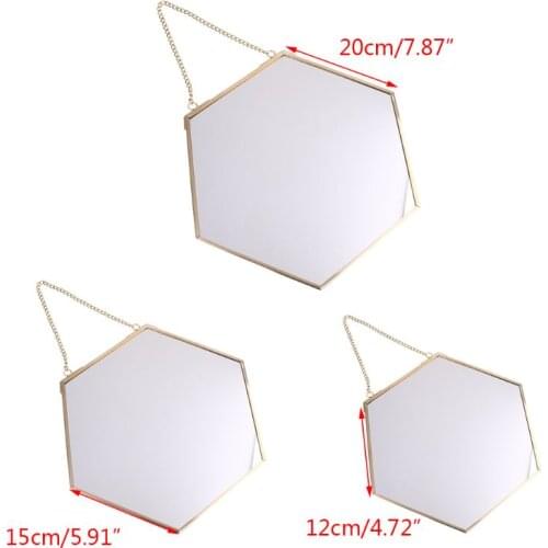 Nordic Hexagon Wall Hanging Mirror Gold Dressing Table Makeup Mirrors Bathroom 449C