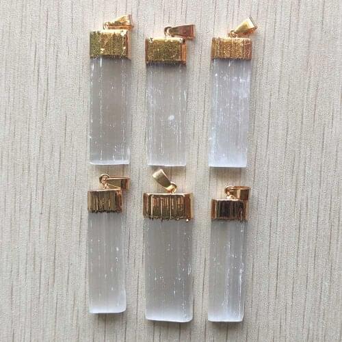 New Fashion Rectangle Plaster Gypsum Ore Plated Golden plaster square pendant for men women jewelry Wholesale 6pcs/lot free