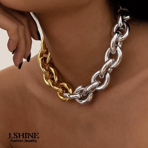 JShine Gothic Color Contrast Chunky Thick Chain Necklace Women CCB Big Chunky Choker Necklace Men Punk Neck Fashion Jewelry