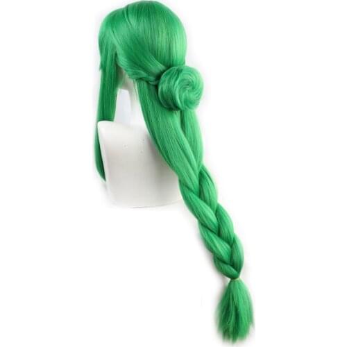Genshin Impact Cosplay BAIZHU Wig Removable Bun Baishu Green 90cm Long Braided Ponytail Heat Resistant Role Play Hair