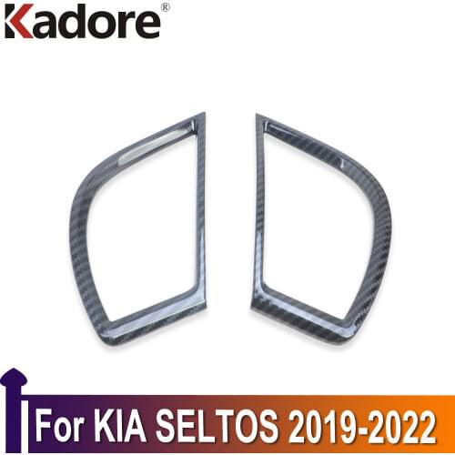 For KIA SELTOS 2019 2020 Carbon Fiber Front Side Air Vent Outlet Cover Trim Decoration Molding Car Styling Interior Accessories