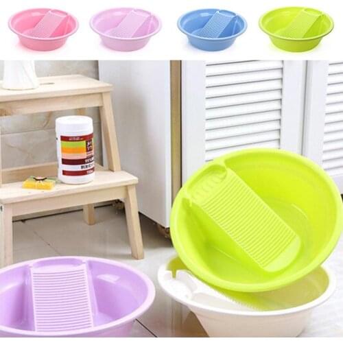 Plastic Washtub With Washboard Laundry Tub Thickened Washtub For Washing Baby Underwear Plastic Washbasin