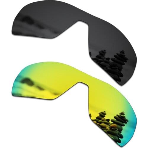 SmartVLT 2 Pieces Polarized Sunglasses Replacement Lenses for Oakley Offshoot Stealth Black and 24K Gold