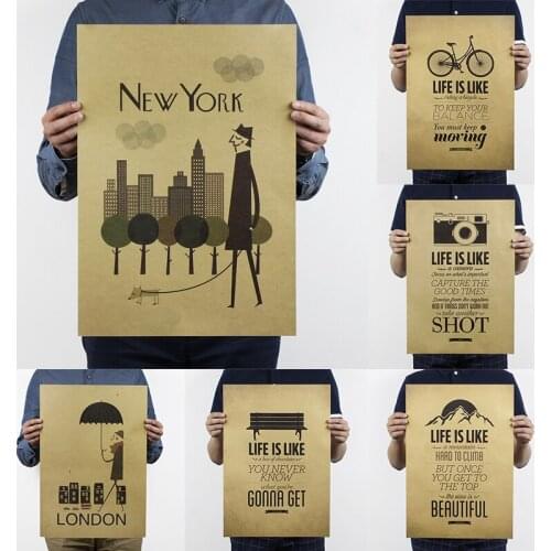 New York city Retro Posters Vintage Poster kraft paper decorative painting paper posters wall sticker cafe bar pub print picture