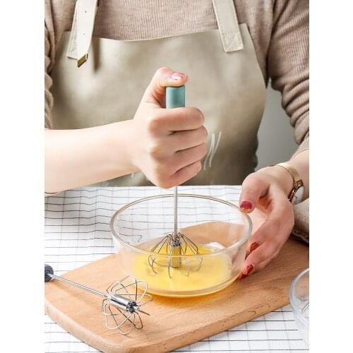Manual Eggbeater 304 Stainless Steel Semi-automatic Egg White Blender Household Crack the Egg Blender