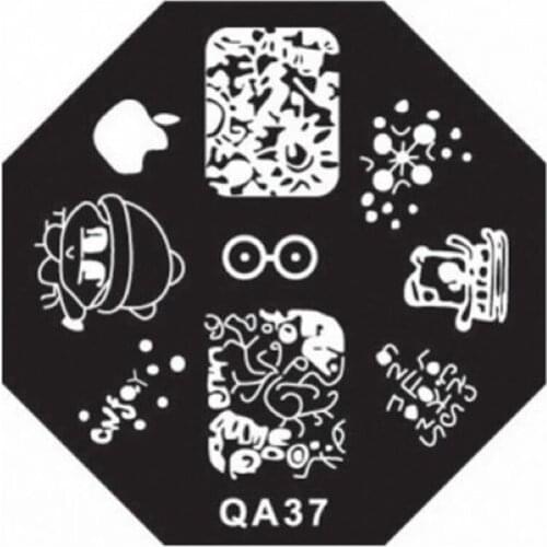 2020 QA series of new Octangle nail stamp image plate can be reused Nail template Apple Nofuji grass QA37