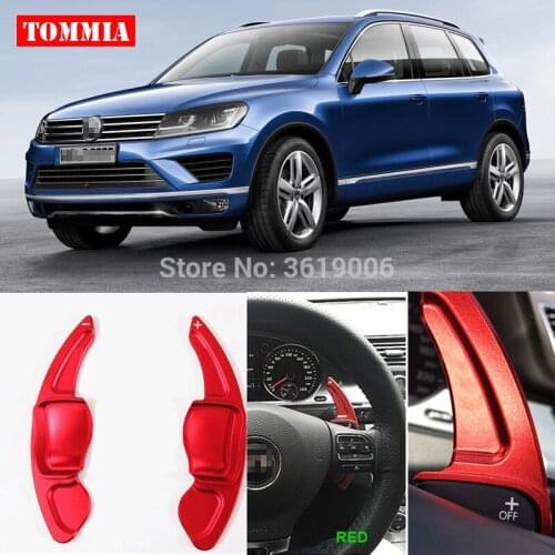 Tommia 2pcs Steering Wheel Aluminum Shift Paddle Shifter Extension For VW Touareg 2011-2016 Car-styling