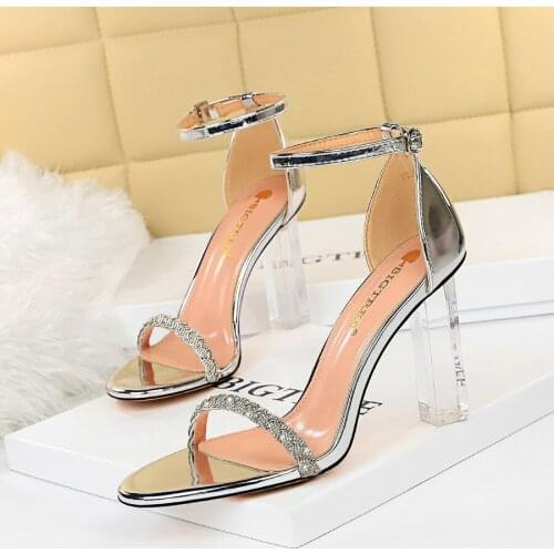 Bigtree Shoes Sexy Women Heels Summer Super High Heels Ankle Strip Women Sandals Crystal Open Toe Clear Heel Zapatos De Mujer