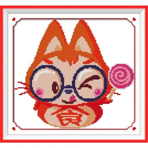 Everlasting Love Fat Cat Chinese Cross Stitch Kits Ecological Cotton Stamped Printed 11CT DIY Gift Wedding Decoration For Home