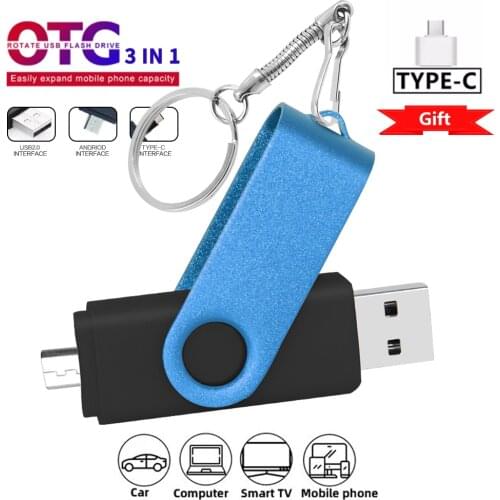 High Speed 3 IN 1 Type-C USB 2.0 Flash Drives Pendrive usb key OTG USB Flash Drive 64GB 32GB 16GB 128GB Pen Driver Cle USB