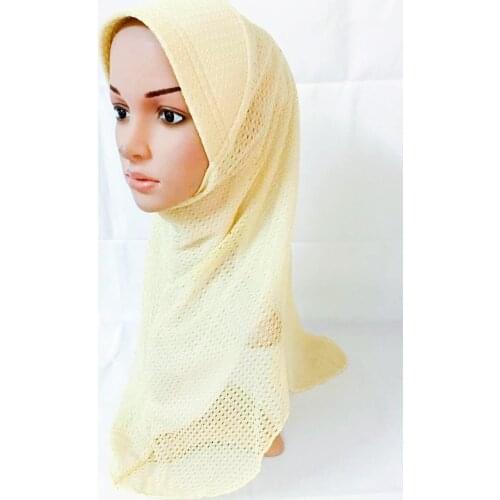 Women Lady 2 Layers Muslim Hijab Lace Wear Directly Scarf Islamic Turban Arab Headwear Solid Color