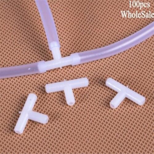 100PCS 4mm Plastic Tees "T" 3-Way Fish Tank Acuarios Aquarium Air Pump Line Tubing Joints Connectors Air Pump Accessories
