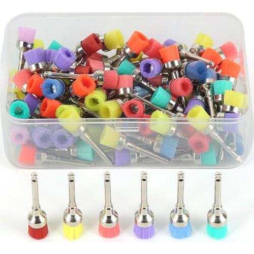 100X Colorful Dental Nylon Polishing Flat Latch Polisher Prophylaxis Brush Disposable Dental Care Brush Head