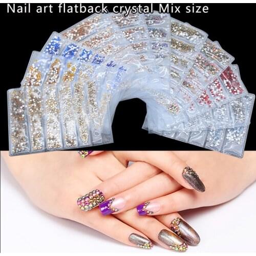 1728p mix size color Glitter Rhinestones Crystal Non Hotfix FlatBack Nail Art stone wedding,party cards making ,jewelry Beads