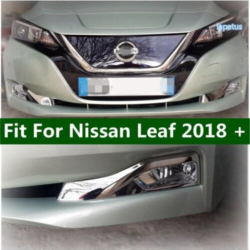 Lapetus Chrome Shiny Front Foglight Fog Lights Lamps Decoration Frame Cover Trim 2 Pcs For Nissan Leaf 2018 - 2021 ABS Exterior