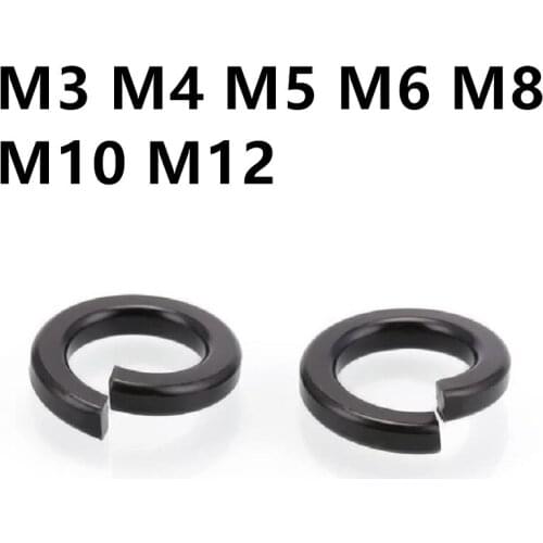 500/300/200/100pcs/lot M3 M4 M5 M6 M8 M10 M12 DIN127 GB93 Black Grade 8.8 Steel Spring Washer Split Lock Elastic Gasket