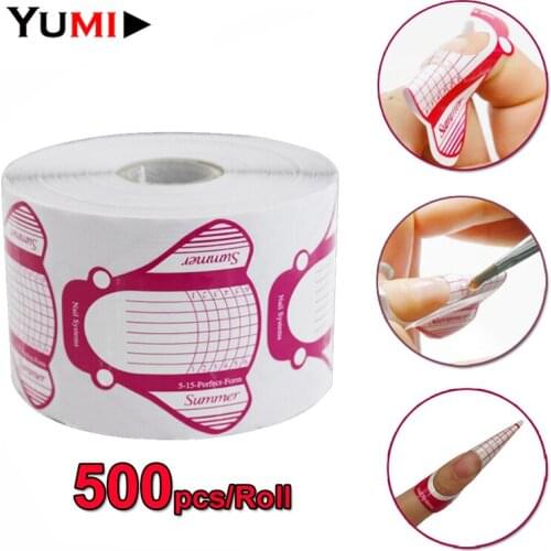 High Quality 500pcs/roll Nail Form Pro Nail Art Guide Form Acrylic Tips Gel Extension Sticker Nail Polish Curl Form Accessory