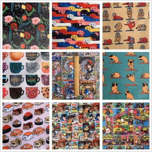 90x140cm Howls Movin Sushi cat Oxford Polyester Fabric DIY Patchwork Sewing Waterproof tablecloth raincoat Bathroom curtain
