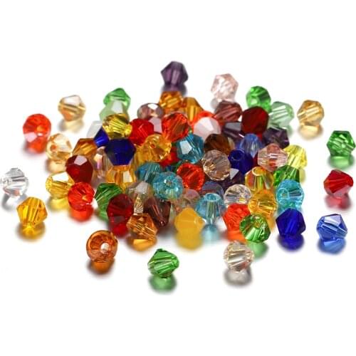 200Pcs/Lot Polishing Transparency Crystal Beads Bicone Glass Bead Loose Spacer Bead Bracelet for DIY Jewelry Making Supplies
