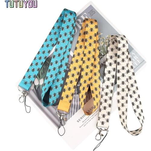 PC2256 Hardworking Bee Insect Painting Art Key Chain Lanyard Neck Strap For Phone Keys ID Card Creative Lanyards