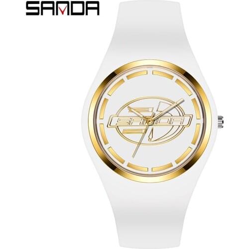 SANDA Watch Women Silicone Soft Strap Wristwatch Girls Watches Ladies Fashion Watch Japanese Quartz Movement Relogio Feminino