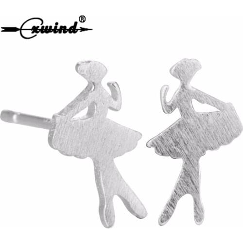 Cxwind Cute Ballet Ballerina Stud Earrings Dancing Dancer Earring for Women Girls Dating Special Cute Ear Gift Jewelry brincos