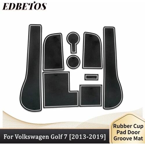 For Volkswagen V W Golf 7 Accessories 2013-2019 Non-Slip Cup Holder Inserts, Door Pocket Liners, Center Console Liner Mats