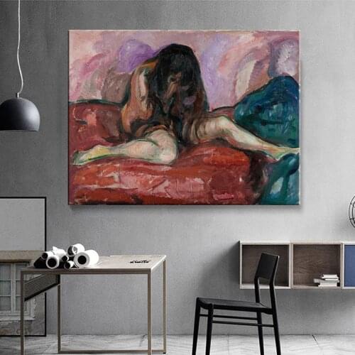 Edvard Munch Weeping Nude Famous Canvas Art Paintings Reproductions Abstract Classical Wall Posters Cuadros Home Decoration