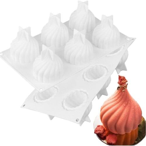 6 Cavity Large Onion Head Shape Cake Baking Molds Non-stick Silicone Chocolate K0AB