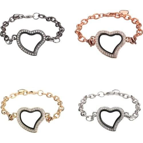 Geometric Living Screw Floating Locket Bracelet Twist Heart Glass Locket Bracelet Handmade Aromatherapy Beads Locket Jewelry