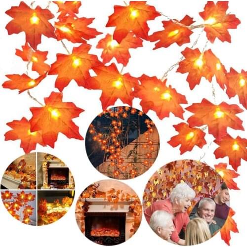 Maple Leaf Fairy Lights 10/20/40/80Leds Halloween String Lamp Autumn Plants Fence Party Stair Railing Decoration