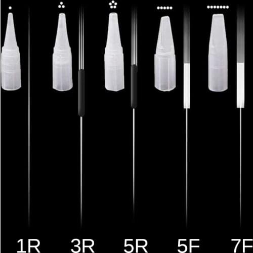 50 Pieces Disposable Microblading Tattoo Needles and Tips Permanent Makeup Needles Tattoo Accessories For Eyebrows