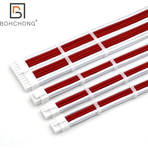 Basic Extension Cable Kit 4mm PET 1pcs 24Pin ATX 1pcs CPU 8Pin 4+4Pin 2pcs GPU 8Pin PCI-E Power Extension Cable