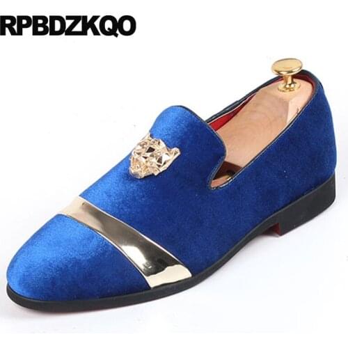 Metal Tip Red Loafers Blue Brand Black Elevator High Quality Velvet Casual Shoes Men Smoking Slippers British Style Runway Party