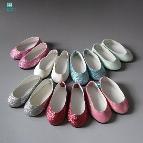 MIMI Doll shoes for 18inch 45cm American' doll and baby doll glitter glossy flat shoes